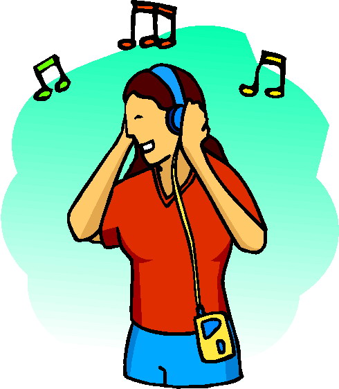 Listening to music clip art