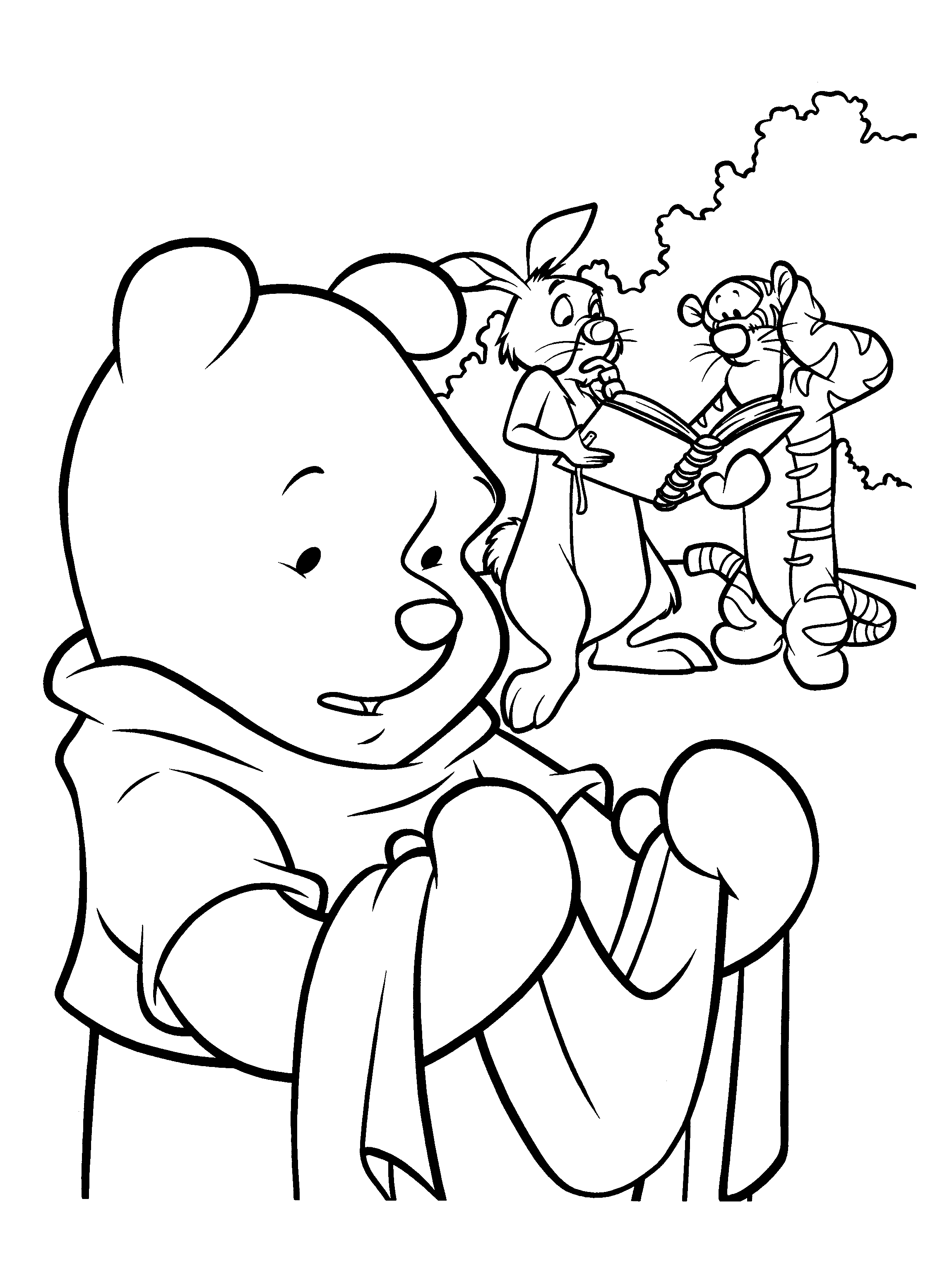 Winnie Pooh Coloring Pages Gambar Hitam Putih Winne