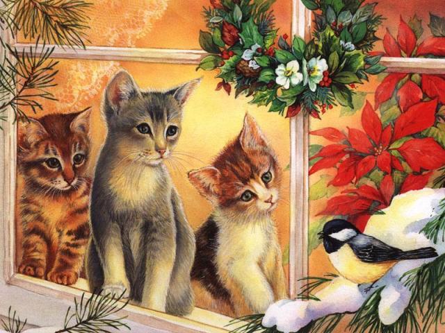 free christmas kitten clipart - photo #37