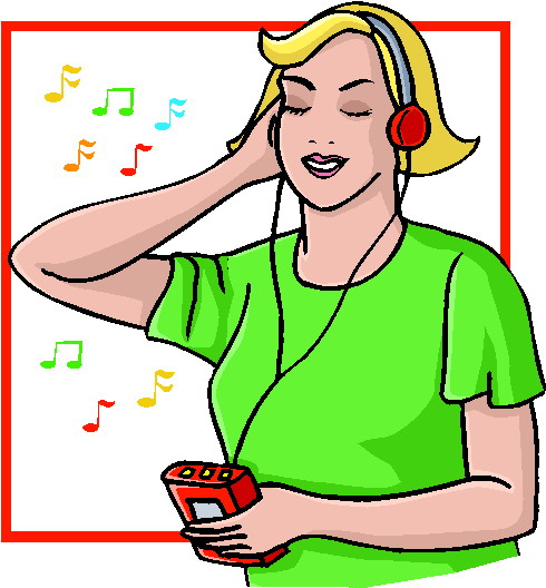 Listening to music clip art