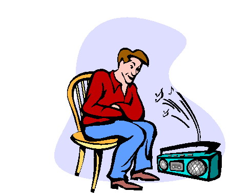 Listening to music clip art