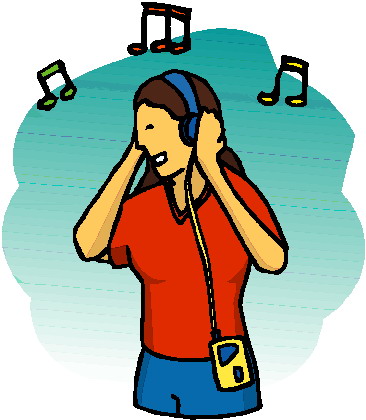 Listening to music clip art