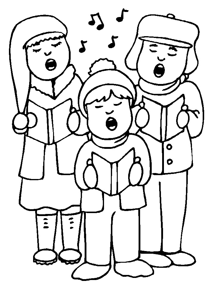 Christmas singing coloring pages