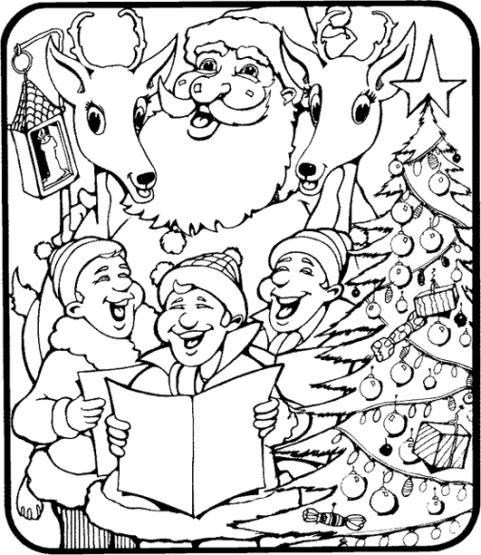 Christmas singing coloring pages