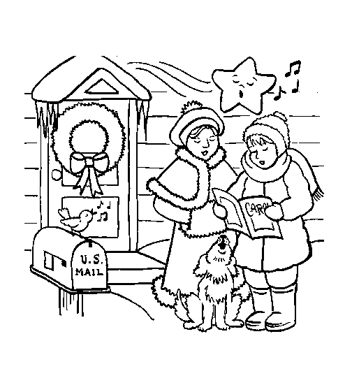 Christmas singing coloring pages