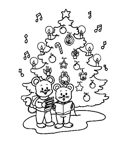 Christmas singing coloring pages