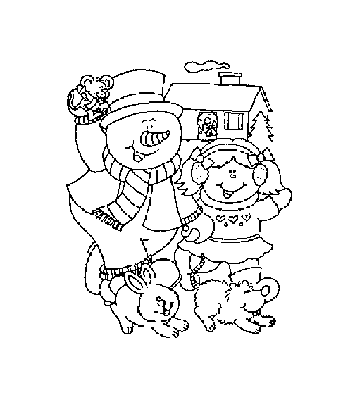 Christmas snowman coloring pages