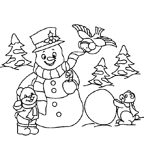 Christmas snowman coloring pages