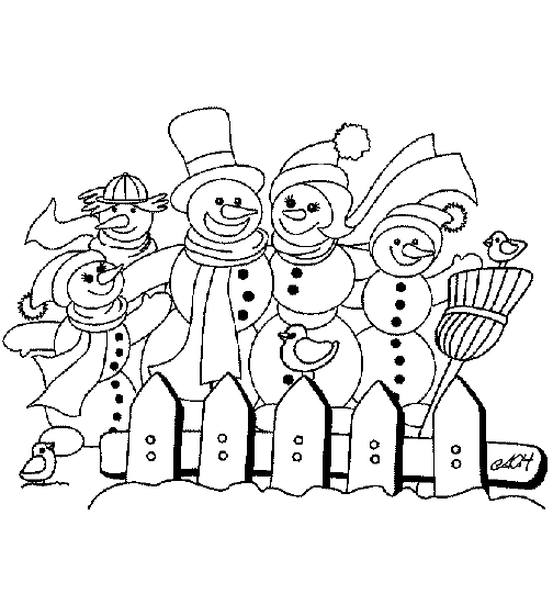 Christmas snowman coloring pages