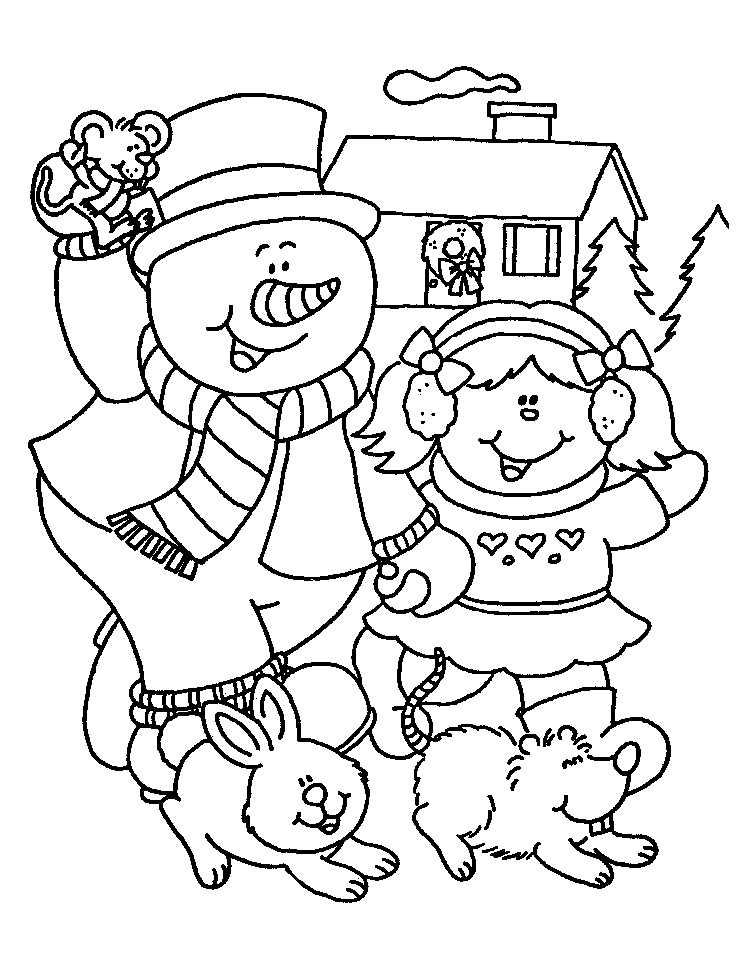 Christmas snowman coloring pages