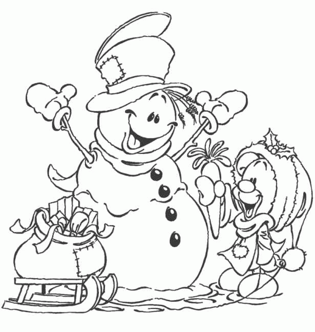 Christmas snowman coloring pages