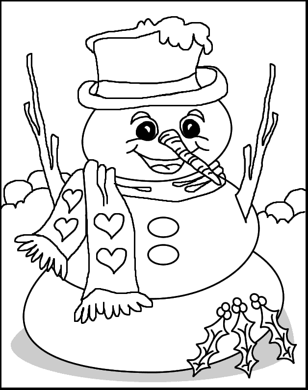 Christmas snowman coloring pages