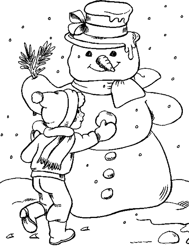 Christmas snowman coloring pages