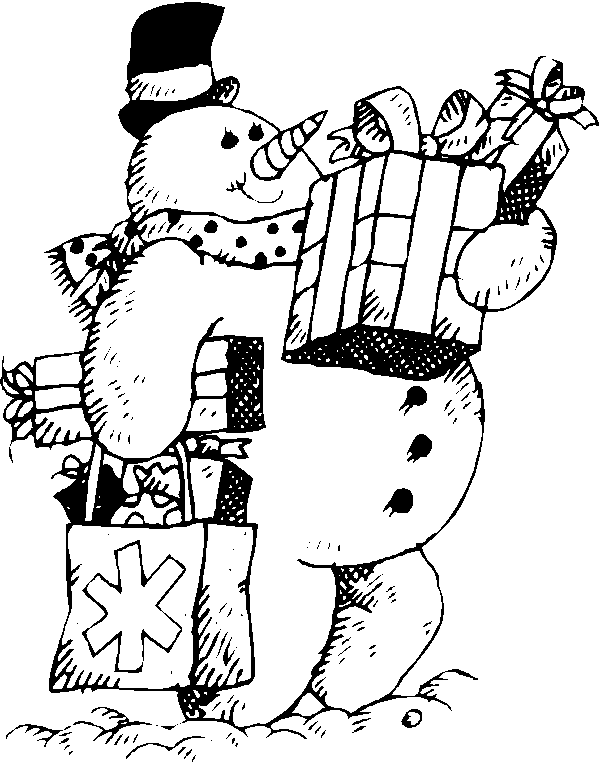 Christmas snowman coloring pages