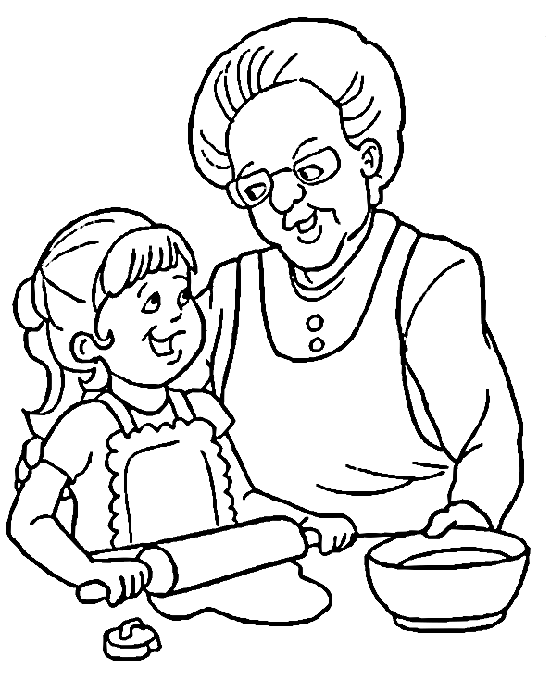 Grandpa and granny coloring pages