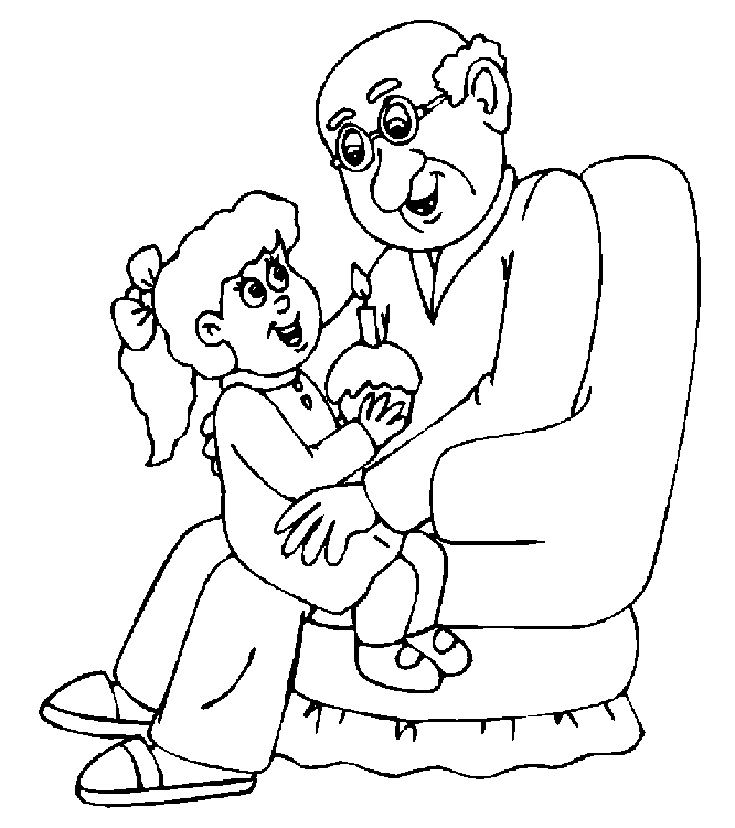 Grandpa and granny coloring pages