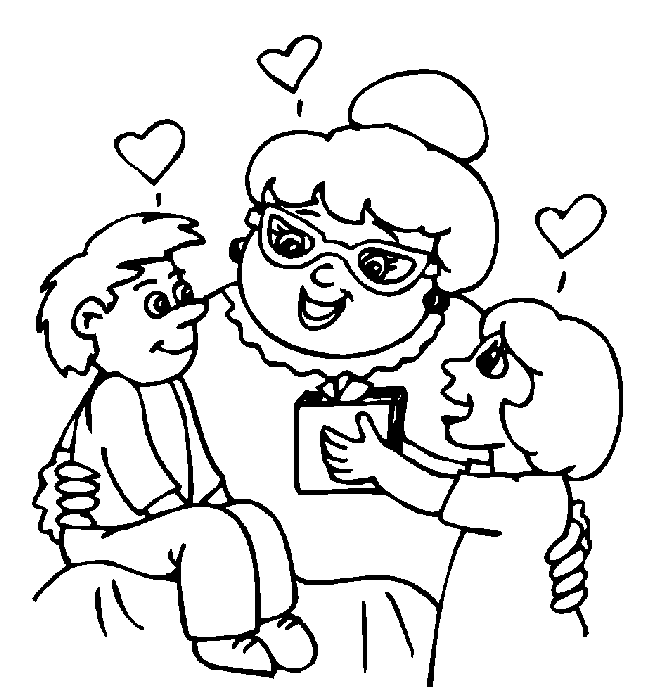 Grandpa and granny coloring pages
