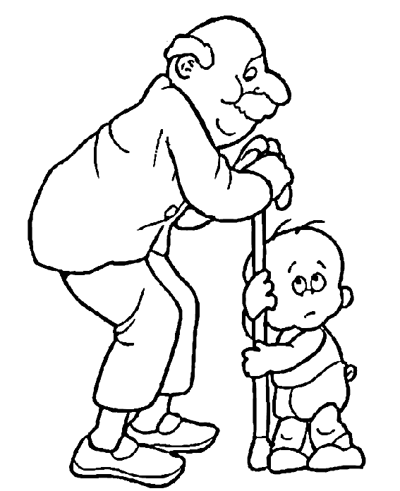 Grandpa and granny coloring pages