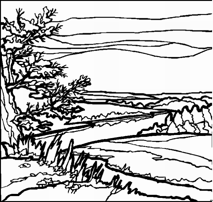 Рисунки раскраска пейзаж