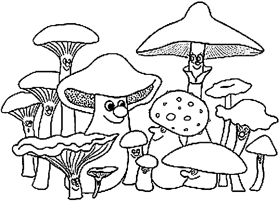 Mushrooms coloring pages