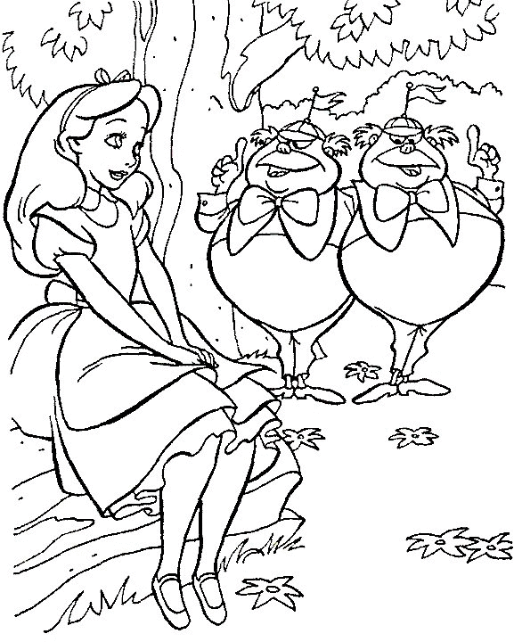 Alice in wonderland coloring pages