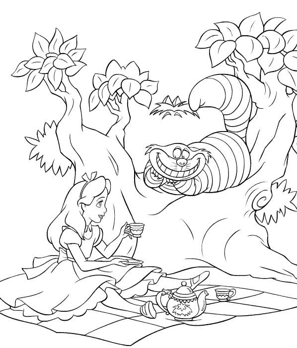 Alice in wonderland coloring pages