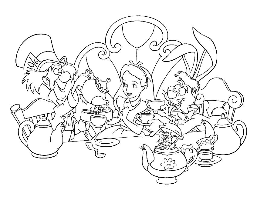 Alice in wonderland coloring pages