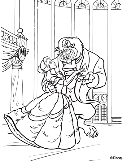 Beauty and the beast coloring pages