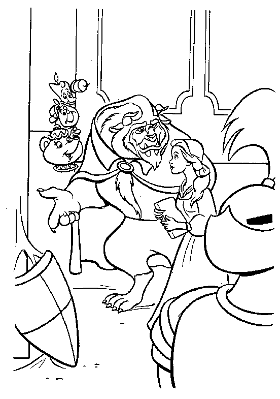 Beauty and the beast coloring pages