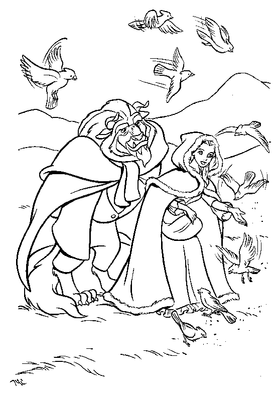 Beauty and the beast coloring pages