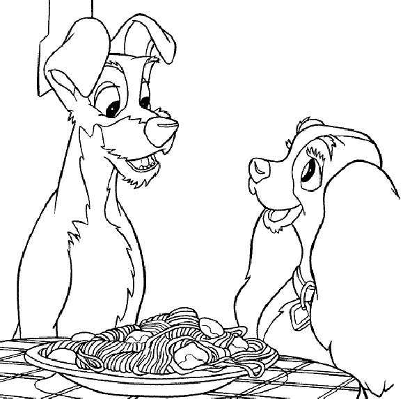 Lady and the tramp coloring pages