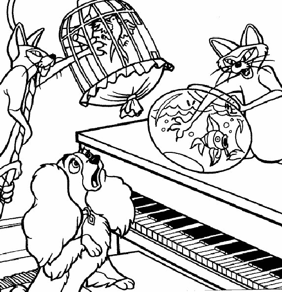 Lady and the tramp coloring pages