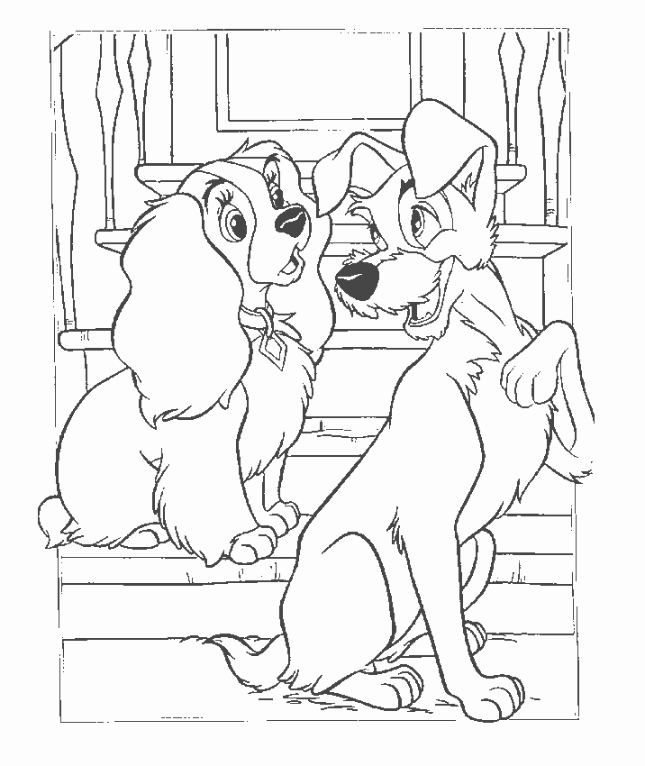 Lady and the tramp coloring pages