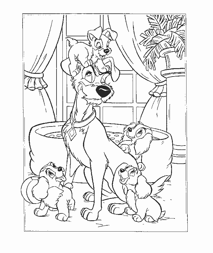 Lady and the tramp coloring pages