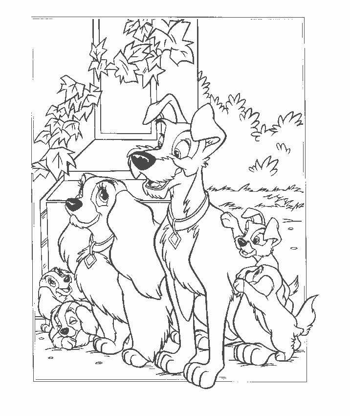 Lady and the tramp coloring pages