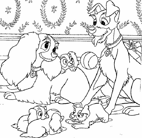 Lady and the tramp coloring pages