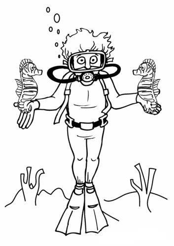 Diving coloring pages