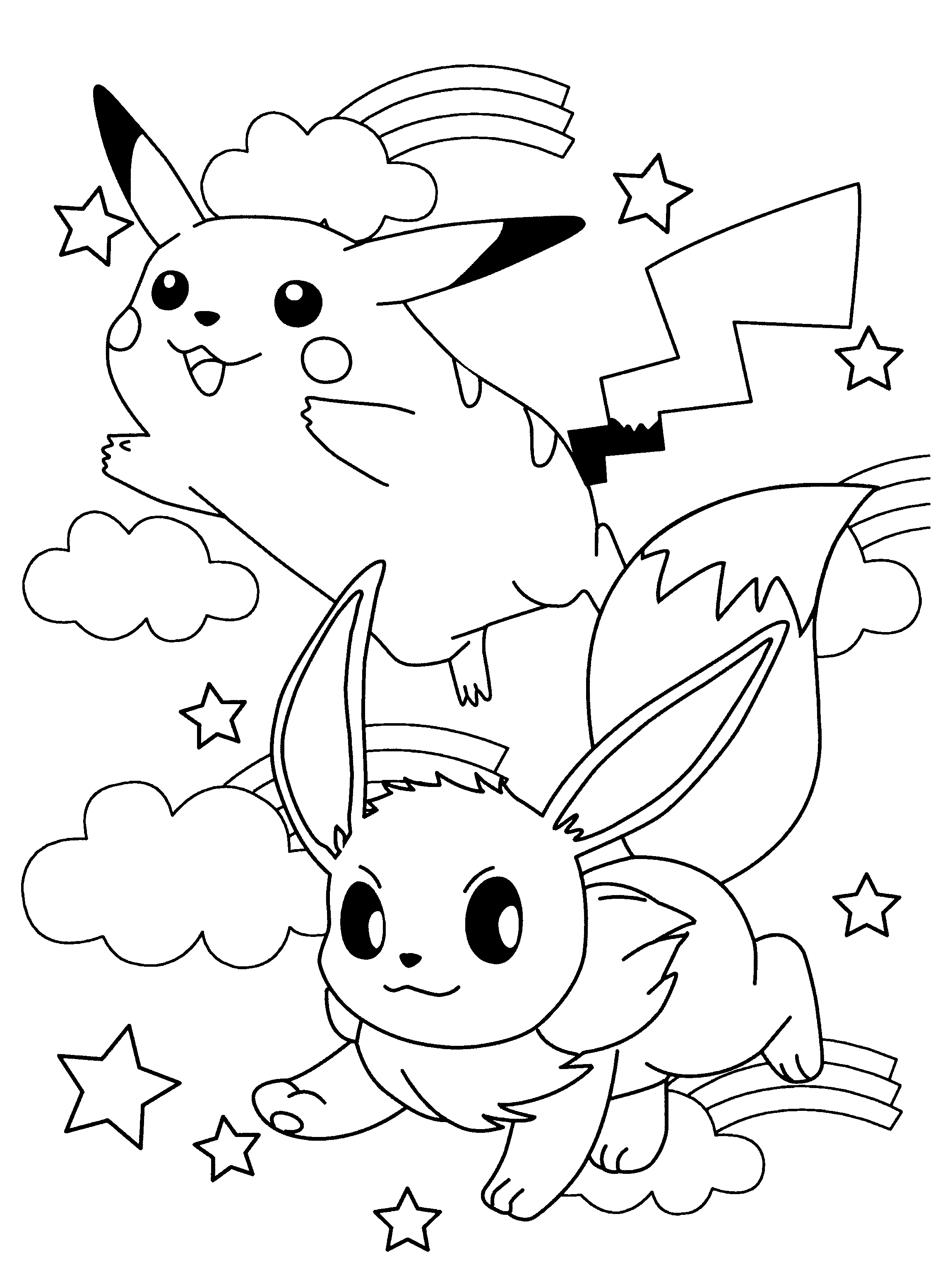 Pokemon Coloring Pages Eevee Evolutions Together