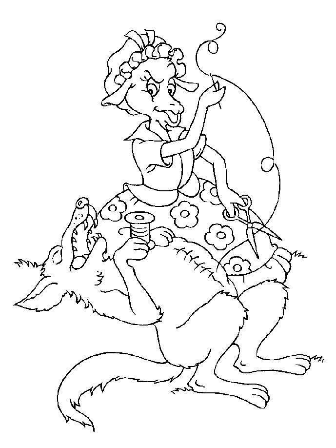 Wolf and the seven young kids coloring pages