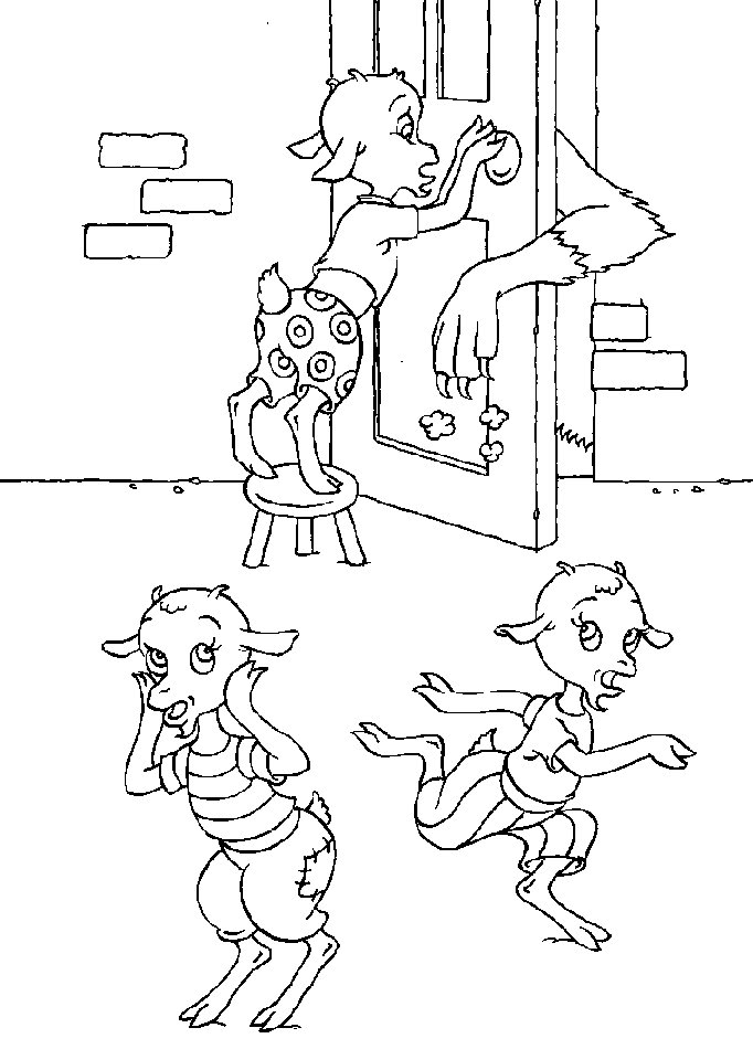 Wolf and the seven young kids coloring pages