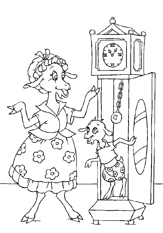 Wolf and the seven young kids coloring pages