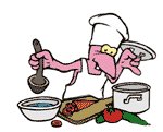 Animals cooks food and drinks