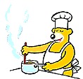 Animals cooks food and drinks