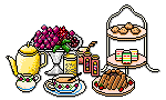 High tea food and drinks