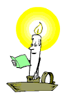 the candle is singing and is moving his hands with the flame on his head