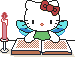 Hello kitty reading a book 